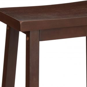 Amazon Basics Solid Wood Saddle-Seat Counter Height Bar Stools for Kitchen Island and Home Bar with Footrest, 29-Inch Height, Walnut, Set of 2