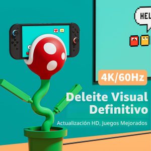 Switch 2 Dock con ventilador de refrigeración para Nintendo Switch 2/1/OLED, estación de acoplamiento para TV compatible con 4K 60Hz HD, interruptor de carga 2 Joypads, carga rápida USB-C PD, carga rápida, Piraña Dock Gen 2 Plantdock Lindo regalo para juegos