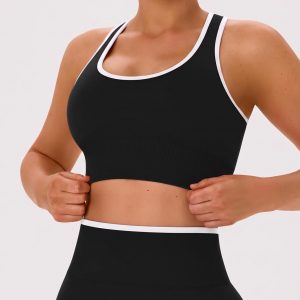 OLCHEE Womens Workout Sets 2 Piece Racerback Sports Bra High Waist Leggings