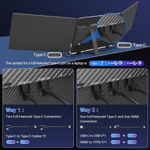 14" Laptop Screen Extender, 1080P FHD Triple Laptop Monitor Extender, 3.0lbs Ultra-Slim Portable Monitor Laptop Fit for 13"-17" Laptops, USB-C Plug&Play Travel Monitor Compatible with Wins/Mac/Chrome
