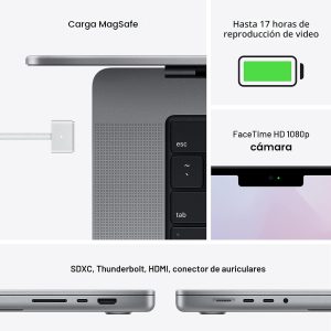 Apple MacBook Pro 2021 con chip Apple M1 Pro de 14 pulgadas, 32 GB de RAM, 512 GB de almacenamiento SSD, gris espacial (renovado)
