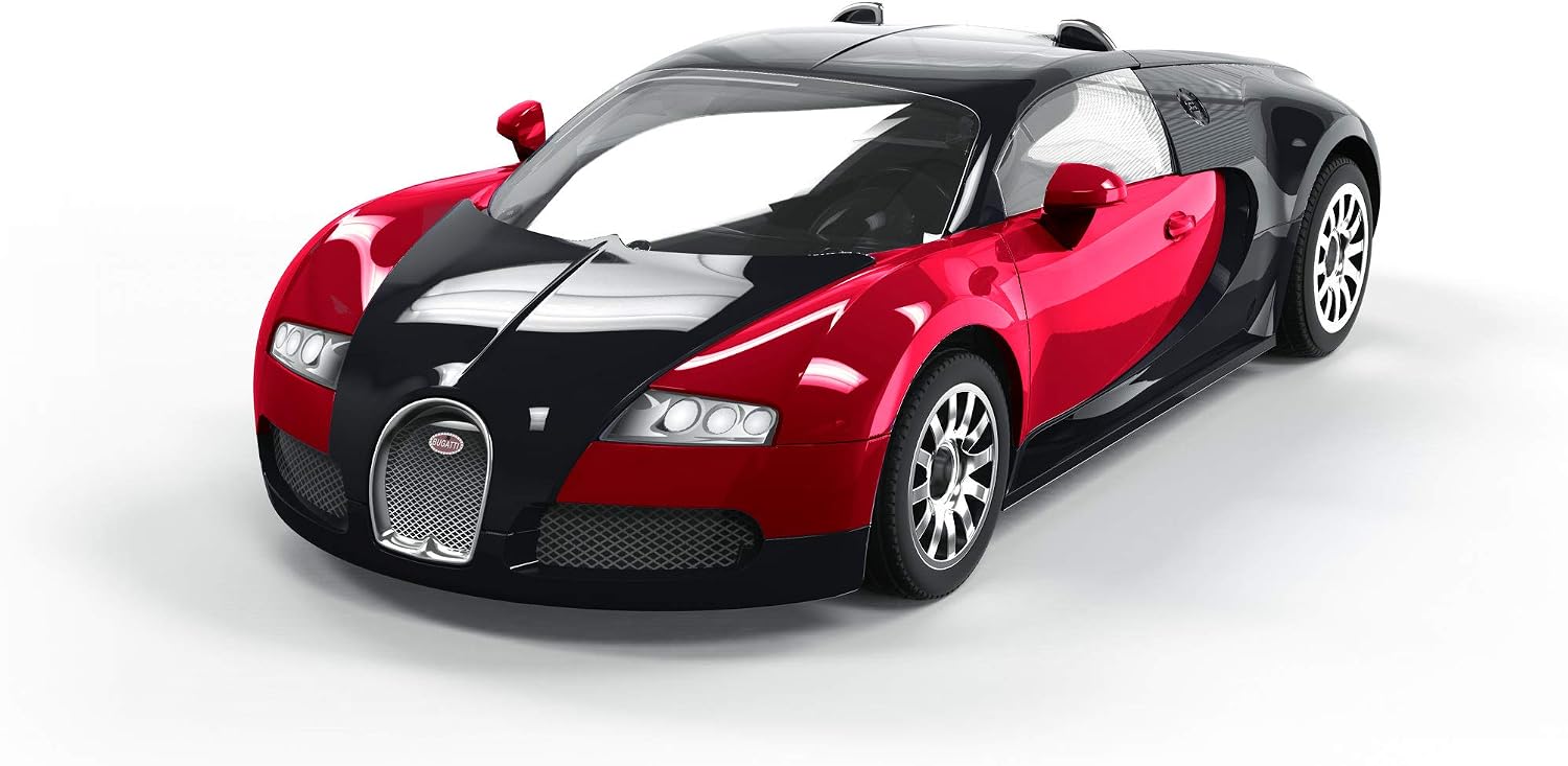 Airfix J6020 Quickbuild - Kits de autos de plástico para modelo, Bugatti 16.4 Veyron negro/rojo, kit de fácil montaje, autos de carreras clásicos para adultos y niños, modelos de autos deportivos, juego de juguetes de construcción