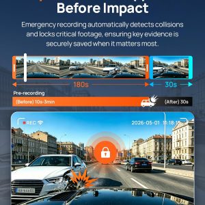 70mai A810 Lite 4K Dash Cam Front and Rear, 5GHz Wi-Fi 6 DashCam, Car Camera 4G LTE Remote Access, GPS Tracking, HDR Night Vision, 24H Parking Mode, Voice Control, Emergency Lock