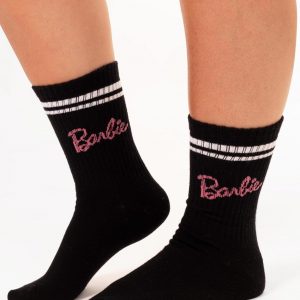 Barbie Paquete de 3 calcetines para mujer, color rosa, gris, negro, ropa de muñeca 6.5 US-9.5 US, Rosado