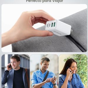Paquete de 2 cargadores de carga rápida para iPhone 14 y 13, 40 W, 4 puertos USB C, bloque de cargadores con cable USB C a Lightning de 6 pies para iPhone 14 13 12 11 Pro Max XS XR X 8, adaptador de corriente de enchufe de pared múltiple caja de carga