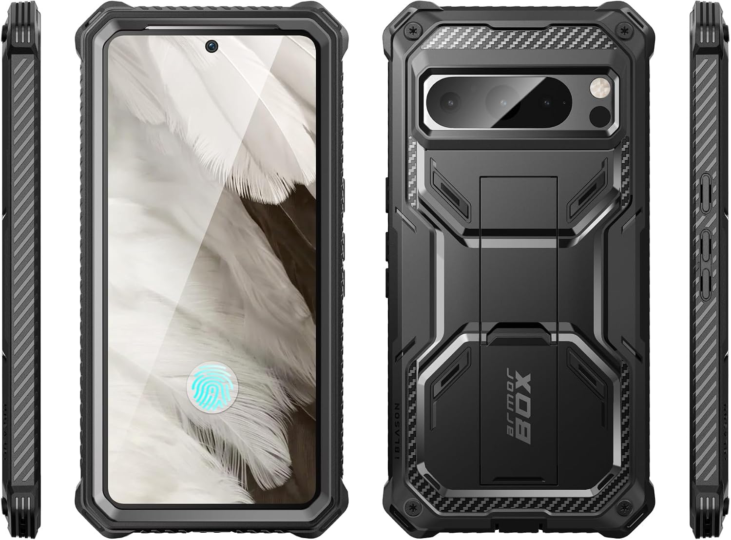 i-Blason Armorbox for Google Pixel 8 Pro Case with Stand & Belt-Clip, Black