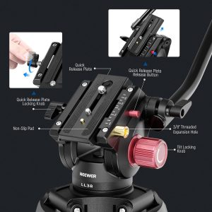 NEEWER 79"/2m Video Camera Tripod with Fluid Head, One Step Quick Release Aluminum Heavy Duty Tripod Stand with QR Plate Compatible with Canon Nikon Sony DSLR Camera Camcorder, Max Load 17.6lb, LL38