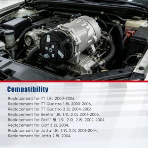 A/C Compressor Replacement for TT Beetle Golf Jetta 2000 2001 2002 2003 2004 2005 2006