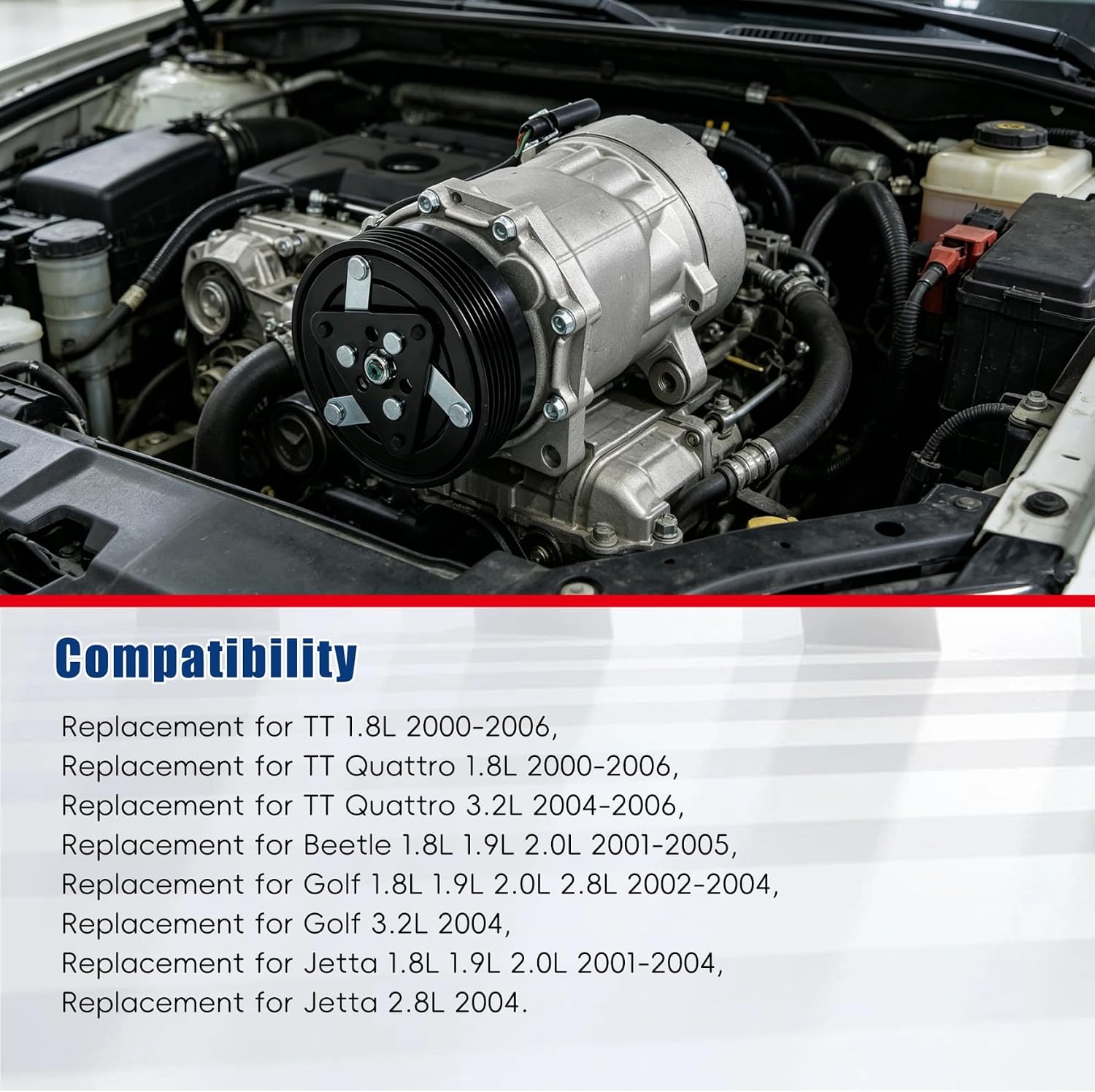 A/C Compressor Replacement for TT Beetle Golf Jetta 2000 2001 2002 2003 2004 2005 2006