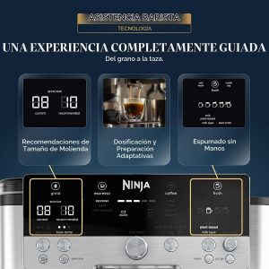 Ninja Luxe Café 3 en 1 - Máquina de café expreso, café por goteo y café frío | Molinillo de café integrado, espumador de leche, manipulación asistida y almacenamiento de accesorios de espresso