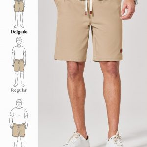 COOFANDY Pantalones cortos chinos de algodón para hombre de 9 pulgadas, pantalones cortos casuales de cintura elástica con cordón de ajuste para verano y playa con bolsillos
