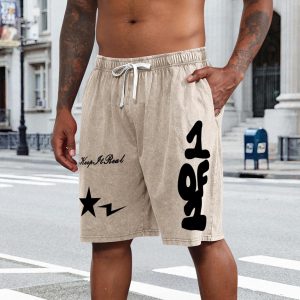 Pantalones cortos gráficos para hombre, Streetwear Y2k, pantalones cortos con estampado de estrellas y letras, vintage, con cordón, pantalón corto lavado ácido