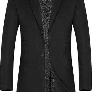 BOJIN Gabardina para hombre, mezcla de lana, abrigo de invierno largo de un solo botonadura, clásico y elegante, abrigo de negocios