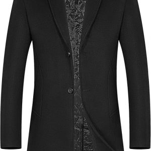 BOJIN Gabardina para hombre, mezcla de lana, abrigo de invierno largo de un solo botonadura, clásico y elegante, abrigo de negocios