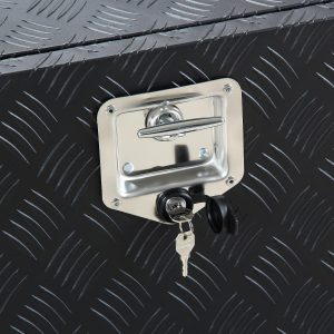 Aluminum Truck Tool Box With Lock & Keys, Heavy Duty Pick-Up Truck Bed 5 Bar Tread Tool Box, Trailer Storage Tool Box (18")