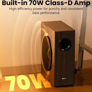 Edifier T5s Powered Subwoofer, 70W RMS, 8" Woofer, 35Hz Deep Bass, Black