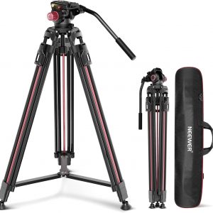 NEEWER 79"/2m Video Camera Tripod with Fluid Head, One Step Quick Release Aluminum Heavy Duty Tripod Stand with QR Plate Compatible with Canon Nikon Sony DSLR Camera Camcorder, Max Load 17.6lb, LL38
