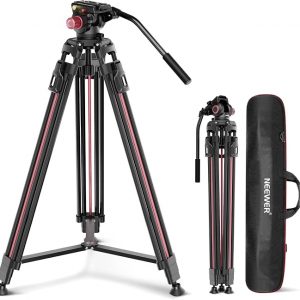 NEEWER 79"/2m Video Camera Tripod with Fluid Head, One Step Quick Release Aluminum Heavy Duty Tripod Stand with QR Plate Compatible with Canon Nikon Sony DSLR Camera Camcorder, Max Load 17.6lb, LL38