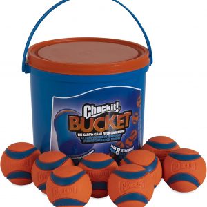 Chuckit! Ultra Ball Dog Toy with Cleaning Bucket, Medium 2.5-in, 8-Pack