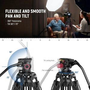 NEEWER 79"/2m Video Camera Tripod with Fluid Head, One Step Quick Release Aluminum Heavy Duty Tripod Stand with QR Plate Compatible with Canon Nikon Sony DSLR Camera Camcorder, Max Load 17.6lb, LL38
