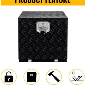 Aluminum Truck Tool Box With Lock & Keys, Heavy Duty Pick-Up Truck Bed 5 Bar Tread Tool Box, Trailer Storage Tool Box (18")