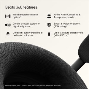 Beats 360 - Black Over-Ear Headphones with Navy Performance Knit Cushions
