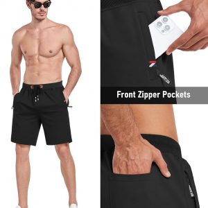 GEEK LIGHTING Mens Shorts Casual 8" Cotton Drawstring Zipper Pockets Elastic Waist Lightweight Summer Athletic Beach Shorts