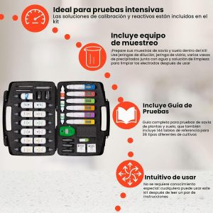 NutriCheck LAQUAtwin Kit - Kit profesional de prueba de nutrientes multiparámetros - Análisis de suelo de campo, savia vegetal y fertilizantes - Prueba de 7 parámetros: pH, conductividad, NPK, Ca, Na