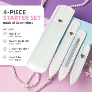 Bona Fide Beauty Czech Glass Gift Set: Foot File, Nail File, Cuticle Pusher