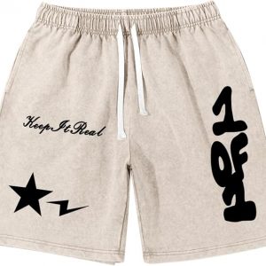 Pantalones cortos gráficos para hombre, Streetwear Y2k, pantalones cortos con estampado de estrellas y letras, vintage, con cordón, pantalón corto lavado ácido