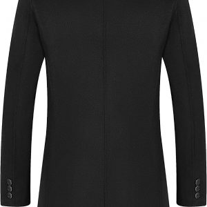 BOJIN Gabardina para hombre, mezcla de lana, abrigo de invierno largo de un solo botonadura, clásico y elegante, abrigo de negocios