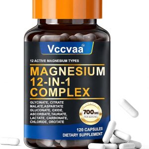 Magnesium Complex 700mg | 12-in-1 High Absorption Supplement | Glycinate, Citrate, Malate, Taurate & More | Sleep Support, Muscle Cramp Relief, Stress, Heart & Nerve Health | 120 Vegan Capsules