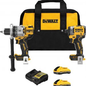 DEWALT 20V MAX XR Brushless Hammer Drill 1/2 In. and High Torque 1/4 Impact Driver Combo with 2 x 4 Ah Batteries and 4 Amp Charger (DCK2112QQ2)