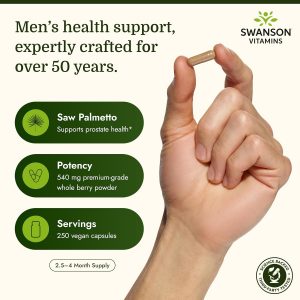 Swanson Saw Palmetto for Men, Herbal Supplement for Prostate Support, 250ct