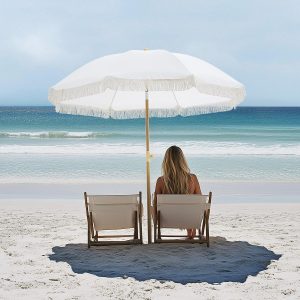 Aohanoi Outdoor Umbrella - Sun Protection, Rain Resistant, Windproof with Manual Open-Close Feature - Ideal for Beach, Camping, and Picnics