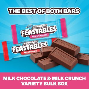 MrBeast Feastables Milk Chocolate & Milk Crunch Variety 2lb Box, Bite Size