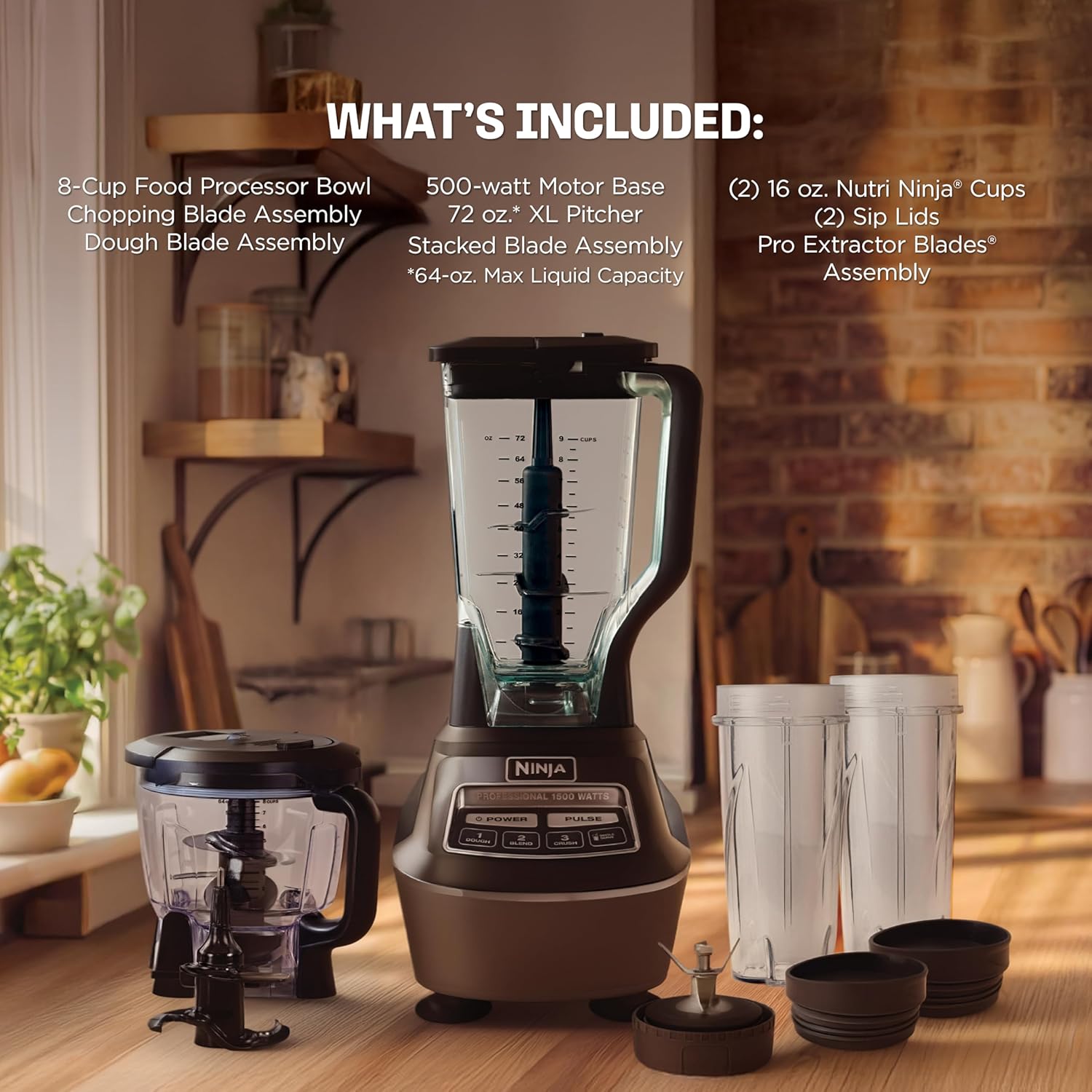 Ninja Mega Kitchen System, 1500W, 72oz Pitcher, 8-Cup, Black, BL770