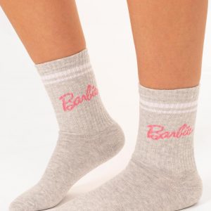 Barbie Paquete de 3 calcetines para mujer, color rosa, gris, negro, ropa de muñeca 6.5 US-9.5 US, Rosado