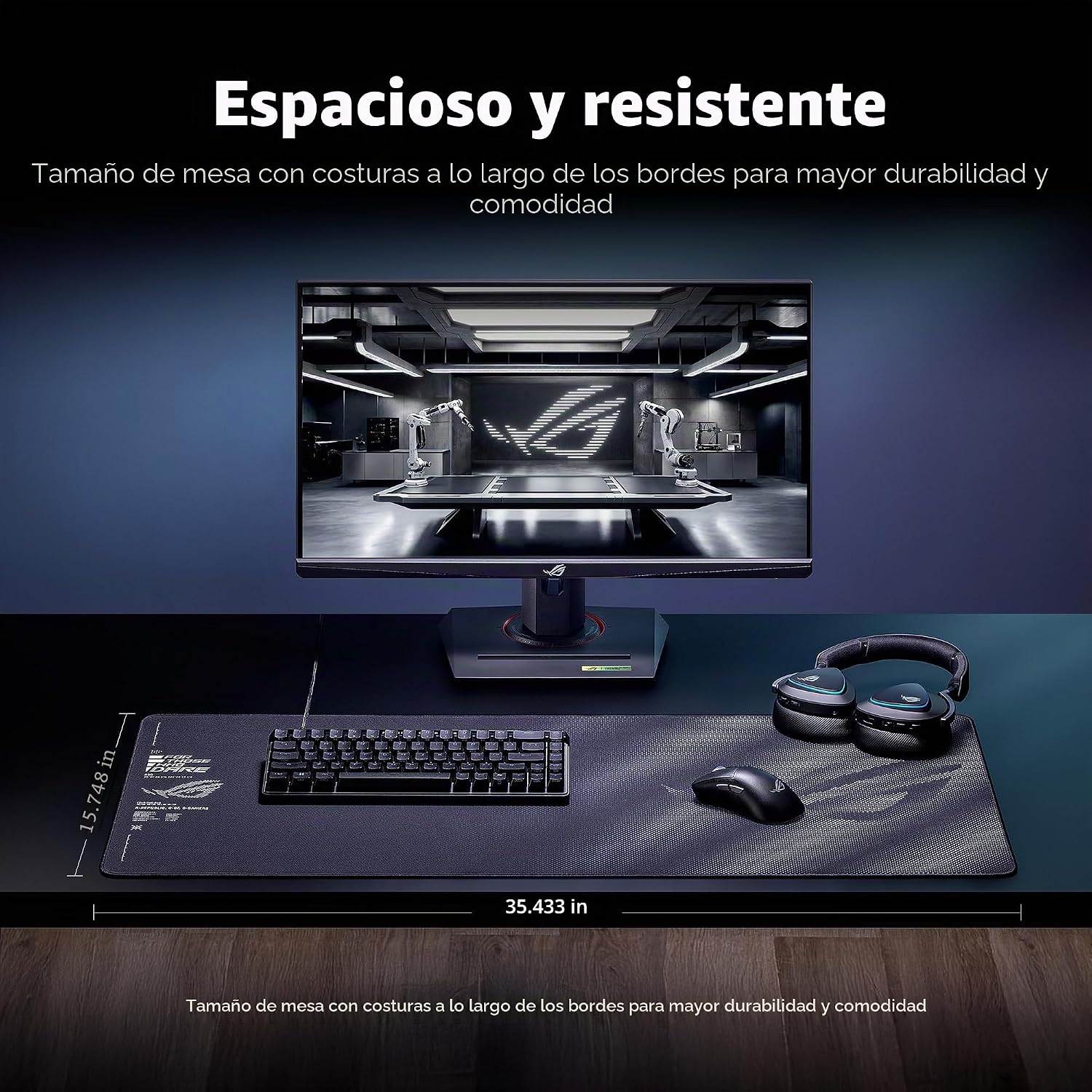 ASUS ROG Sheath II XXL - Alfombrilla de mouse para juegos, 35.4 x 15.7 pulgadas, tela de enfriamiento avanzada, superficie de tejido textil 1.5 veces más lisa, bordes duraderos con costuras planas