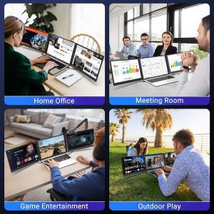 14" Laptop Screen Extender, 1080P FHD Triple Laptop Monitor Extender, 3.0lbs Ultra-Slim Portable Monitor Laptop Fit for 13"-17" Laptops, USB-C Plug&Play Travel Monitor Compatible with Wins/Mac/Chrome