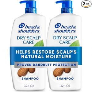 Head & Shoulders Dry Scalp Care Champú anticaspa paquete doble, protección de 72 horas, aceite de almendras, 32.1 onzas líquidas cada uno