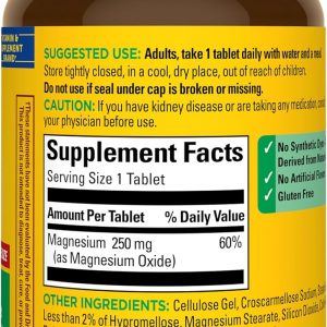 Nature Made Magnesium Oxide 250 mg for Muscle Relaxation, 200 Tablets