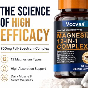 Magnesium Complex 700mg | 12-in-1 High Absorption Supplement | Glycinate, Citrate, Malate, Taurate & More | Sleep Support, Muscle Cramp Relief, Stress, Heart & Nerve Health | 120 Vegan Capsules