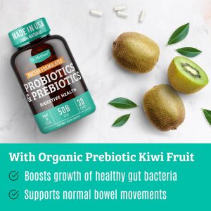 Prebiotics and Probiotics: Lactobacillus Gasseri, Lactobacillus Rhamnosus, Plantarum, Casei, Bifidobacterium longum, lactis, infantis. Probiotic Prebiotic, Pre and Probiotics for Digestive Health.