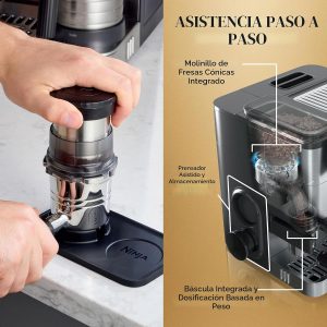Ninja Luxe Café 3 en 1 - Máquina de café expreso, café por goteo y café frío | Molinillo de café integrado, espumador de leche, manipulación asistida y almacenamiento de accesorios de espresso