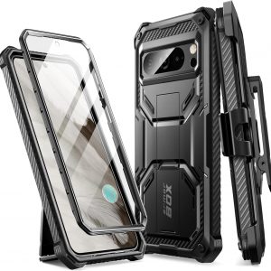 i-Blason Armorbox for Google Pixel 8 Pro Case with Stand & Belt-Clip, Black