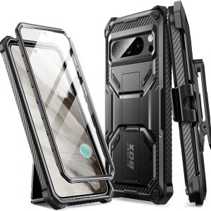 i-Blason Armorbox for Google Pixel 8 Pro Case with Stand & Belt-Clip, Black