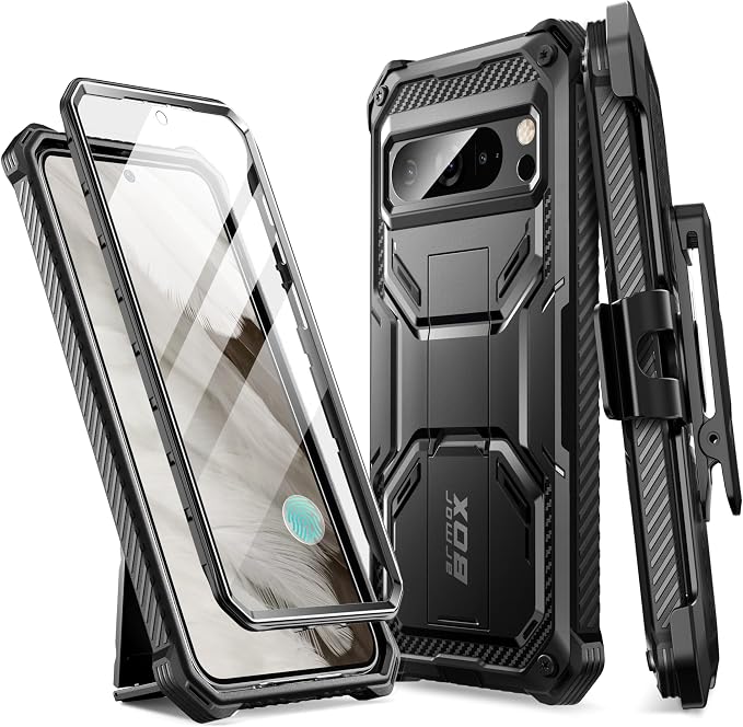 i-Blason Armorbox for Google Pixel 8 Pro Case with Stand & Belt-Clip, Black