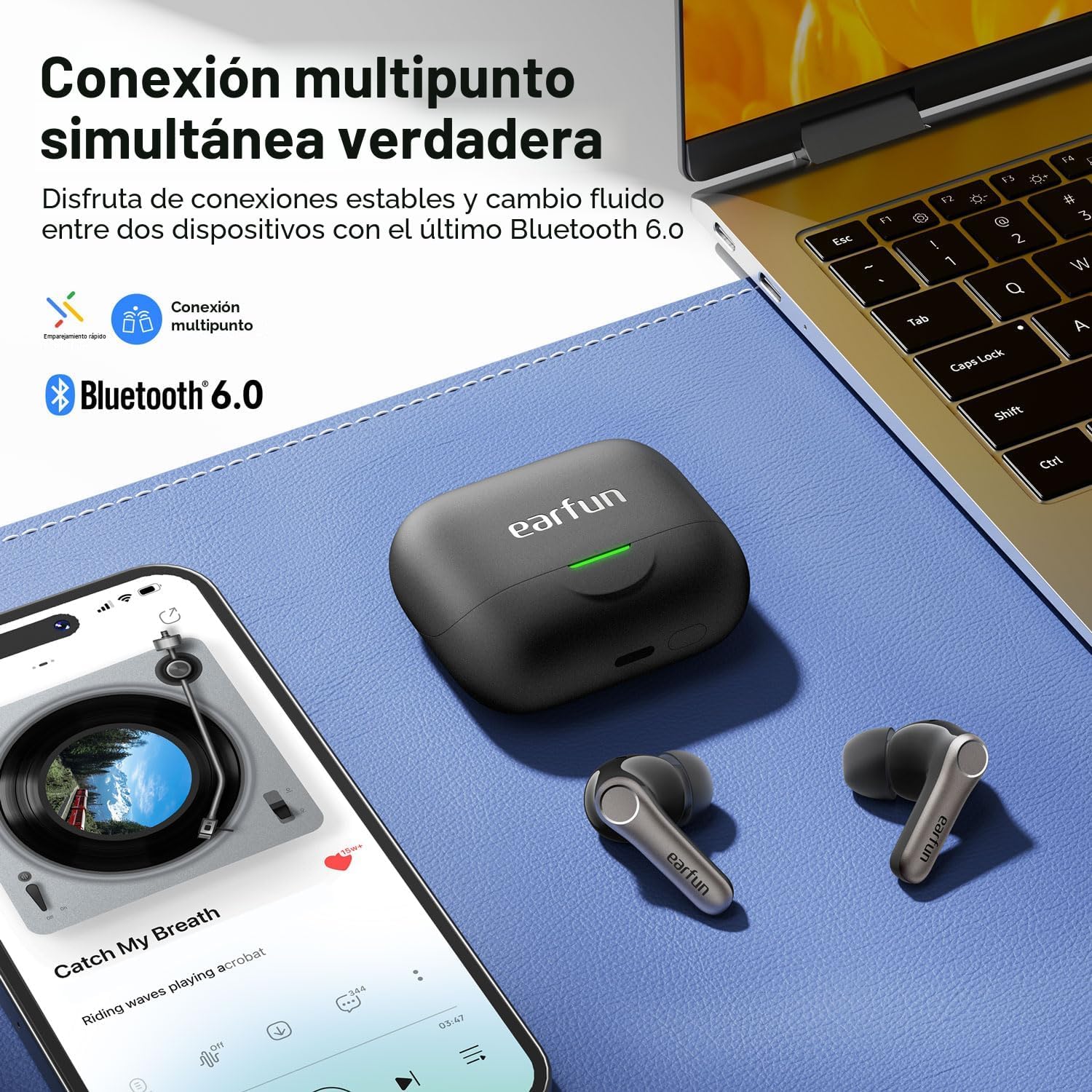 EarFun Air Pro 4+ Auriculares inalámbricos con cancelación de ruido