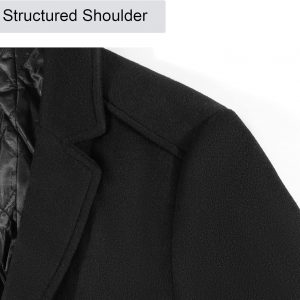 BOJIN Gabardina para hombre, mezcla de lana, abrigo de invierno largo de un solo botonadura, clásico y elegante, abrigo de negocios